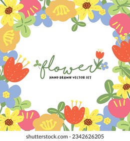 Flower hand drawn vector set 1 frame
