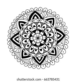 Flower hand drawn zentangle. Image for backgrounds and adult coloring pages, books. Vector illustration