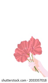 Blume und handlicher, eleganter Vektorhintergrund. Stell Poster. Trendfarbene Tapete. Armdesign.