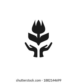 Flower and hand illustration for simple logo design