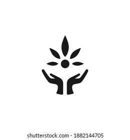 Flower and hand illustration for simple logo design
