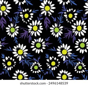 Flower Hand Made Digital Art seamless Pattern