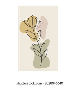 flower is hand-drawn on a colored background with abstract figures. An abstract painting, cover, poster or postcard. Simple style
