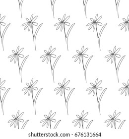 flower hand-drawn vector seamless pattern