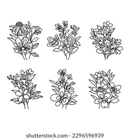 flower handrawn doodle illustrations vector set