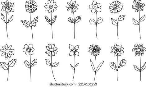 Flower Handrawn Svg Bundle Floral Clipart Vector