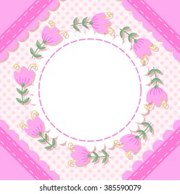 Flower happy birthday card. Invitation card. Baby shower card.