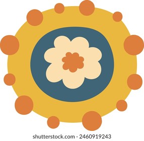 Flower Head Childish Vector Illustration