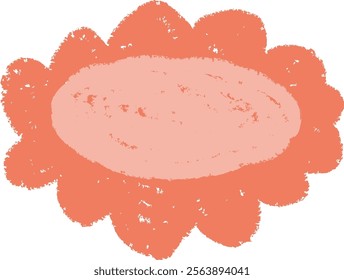 Flower Head Crayon Pencil Childish Art Vector Illustration