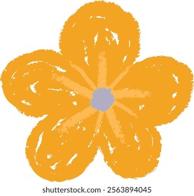 Flower Head Crayon Pencil Childish Art Vector Illustration