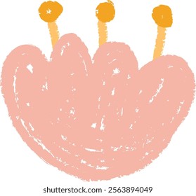 Flower Head Crayon Pencil Childish Art Vector Illustration