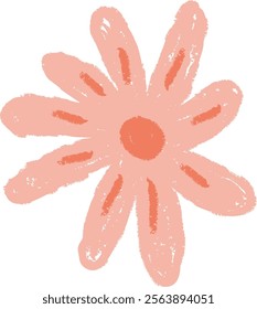 Flower Head Crayon Pencil Childish Art Vector Illustration