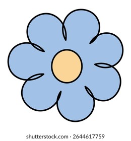 Flower head. Lush blue bud. Color vector illustration. Isolated on white background. Cartoon style. Idea for web design.