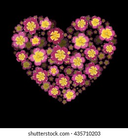 Flower heart. Heart with 3d effect. Primrose Flower heart. Vector Art, Stock Vector
