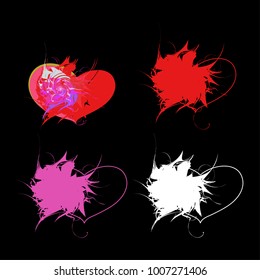 Flower heart abstract set. An illustration on a theme of Valentine's day, 8 March, greeting letter or postcard cards, picture banner for websites element, Vector illustration.