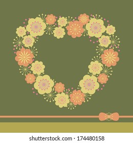 flower heart card decorative design art vector illustration ornate holiday