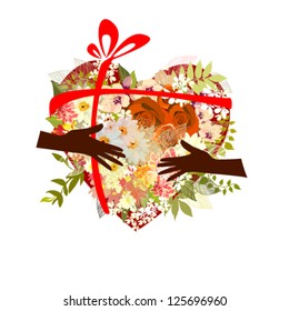 Flower heart as a gift. vector