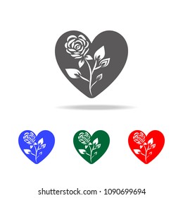 flower in the heart icon. Elements of Valentine's Day in multi colored icons. Premium quality graphic design icon. Simple icon for websites, web design, mobile app on white background