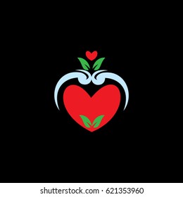 flower heart icon to logo valentine