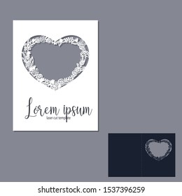 Flower heart  Laser cutting template for decoration, wedding cards, invitations, interior decorative elements