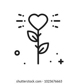 Flower heart line icon. Love sign and symbol. Love garden gardening flower romantic tattoo theme.