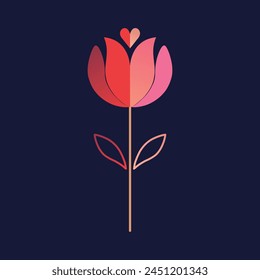 flower heart logo icon design template