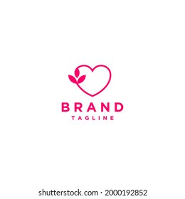 Flower and Heart Logo In Simple Lines
