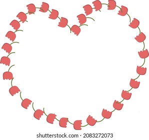 Flower heart. Heart made of flowers on a white background. Spring flowers. Card.