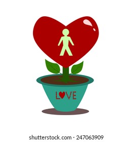 Flower heart, male symbol vector