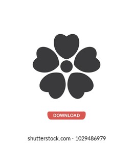 Flower with heart petals vector icon