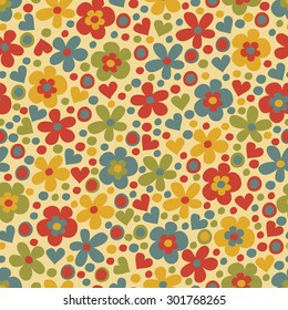flower & heart seamless background