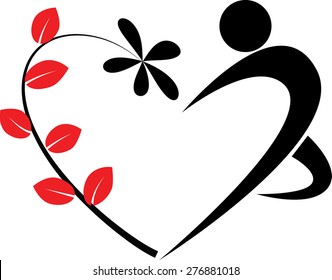 flower with heart shape and dancer icon