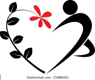 flower with heart shape and dancer icon