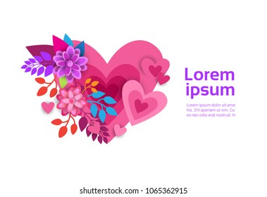 Flower Heart Shape On White Background With Copy Space Valentine Day Banner