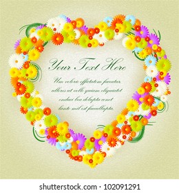 Flower heart vector frame