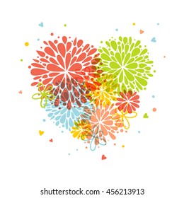 Flower Heart. Vector illustration.