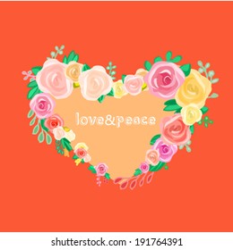 flower heart vector illustration background. wedding invitation card with peony flowers.