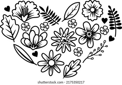 Flower Heart Vector Line Art Illustration Stock Vector (Royalty Free ...