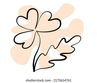 Flower with hearts. Continuous line. Vector illustration 