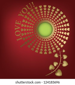 Flower with hearts, I love you. Vector illustration