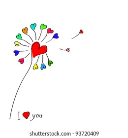 Flower hearts, Spring, love and eco background. Vector illustration.