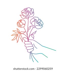 Flower, hello spring and summer. Hand drawn vector illustration.
