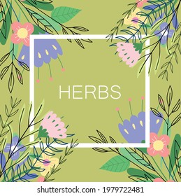 flower and herbs natural card