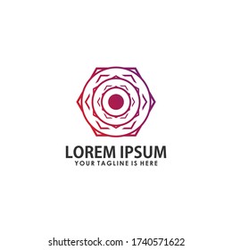 flower hexagon logo concept design template vector, geometric logo template