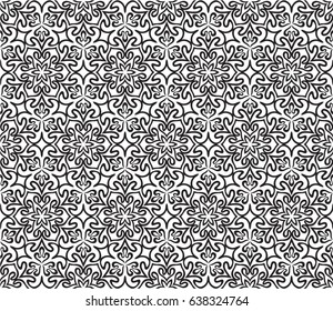 flower hexagon white and black seamless vector pattern