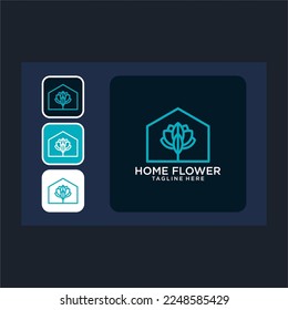 flower with home logo design template