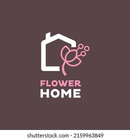Flower with home logo design vector graphic symbol icon sign illustration creative idea