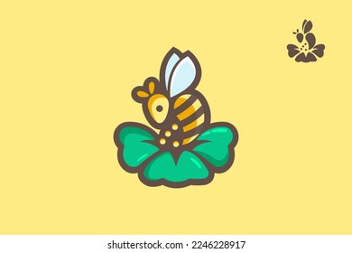 Diseño Del Logo De Flor De Abeja Miel. Diseño moderno. Logotipo de abeja. Ilustración vectorial