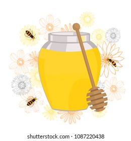 Flower honey.  Vector illustration.