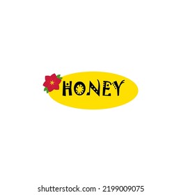 Flower with honey word vector illustration, font design, honey text